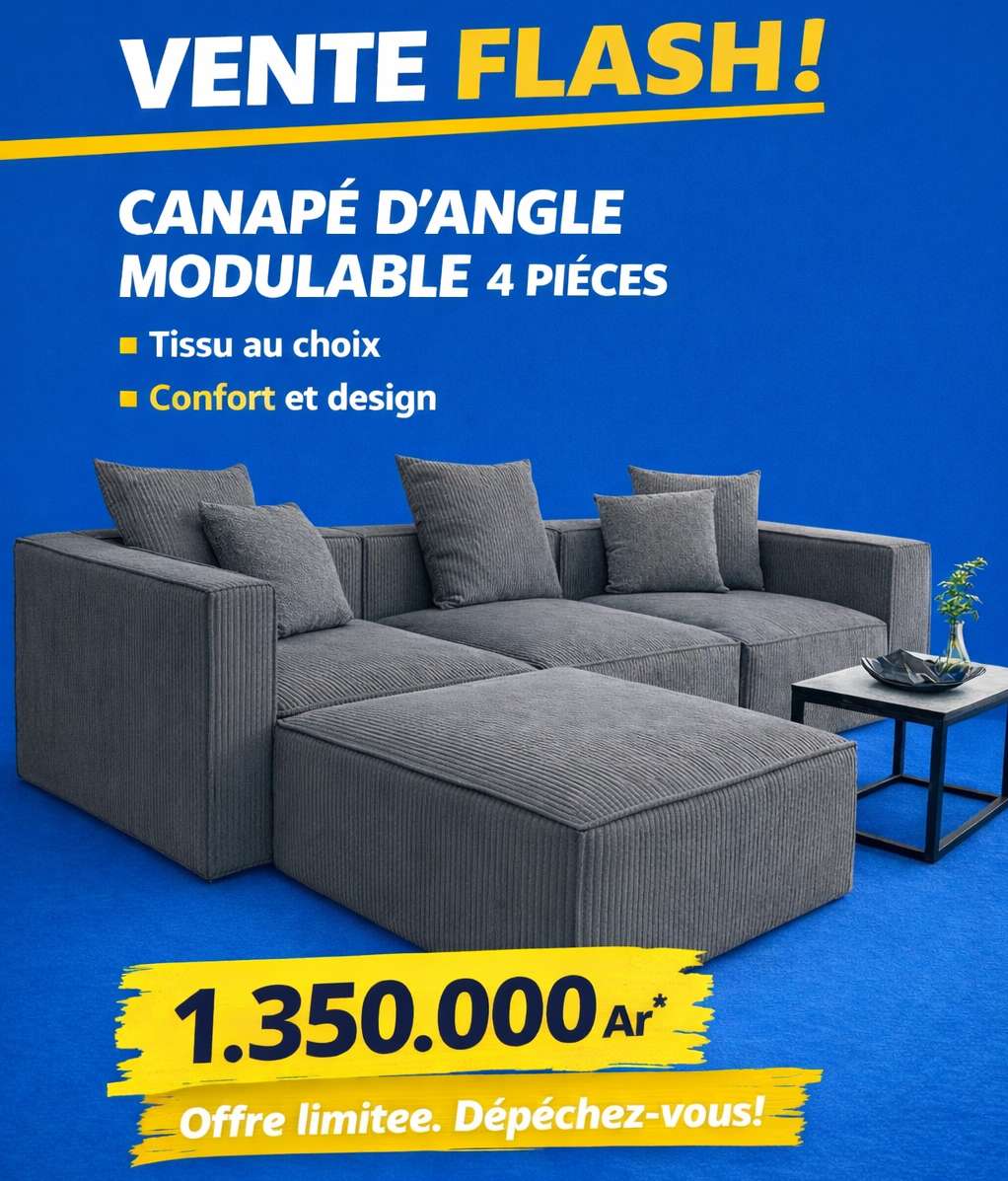 CANAPÉ D'ANGLE MODULABLE EN 4 PIECES